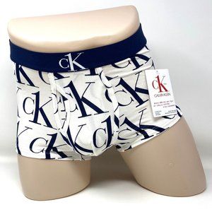 Calvin Klein 1 PACK Men Size NB2990100 Low Rise Trunks White Logo Cotton Stretch
